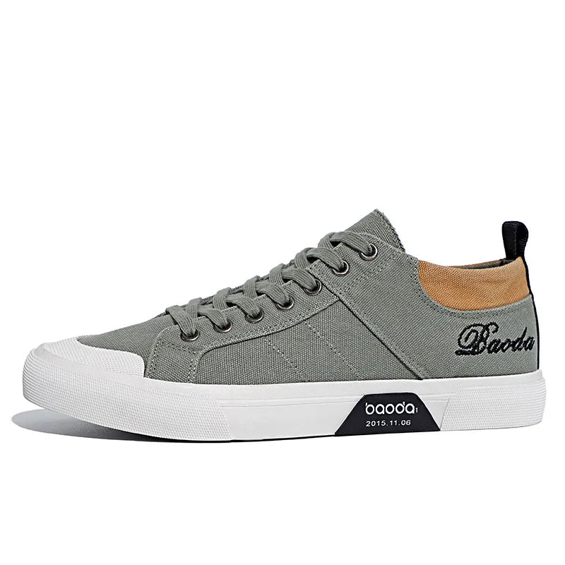 Men's Low Top Canvas Sneakers – Breathable, Lightweight, Anti-Slip Flat Walking Shoes