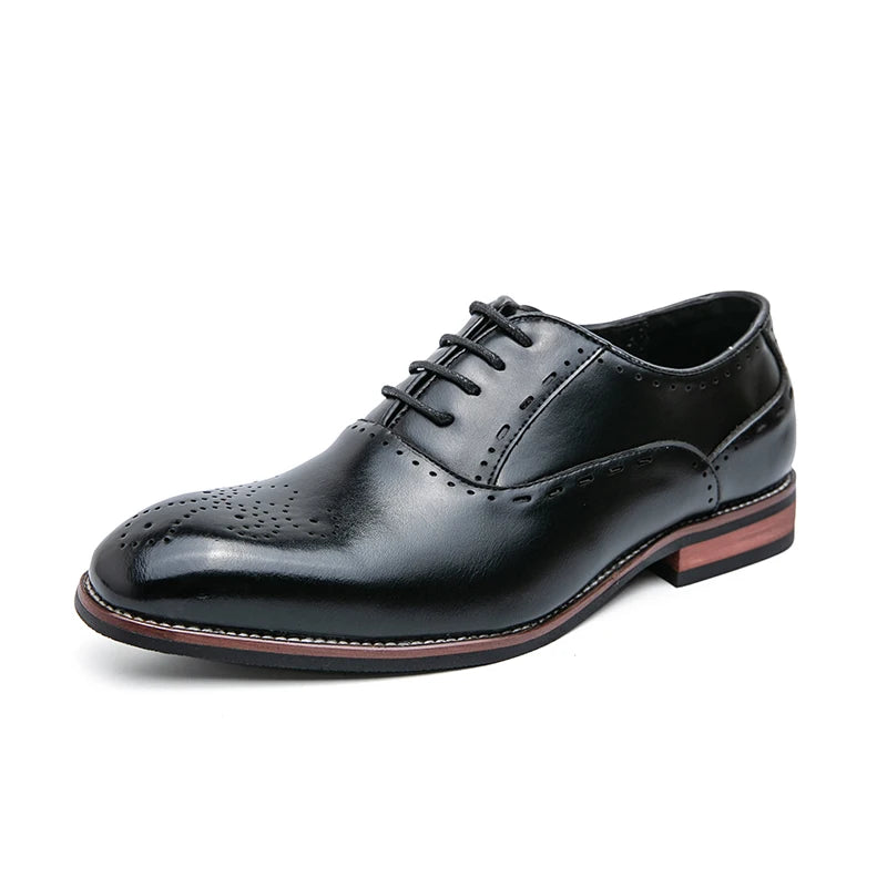 Men's Classic Italian Oxford Dress Shoes – Pointed Toe, Microfiber, Formal Business Shoes