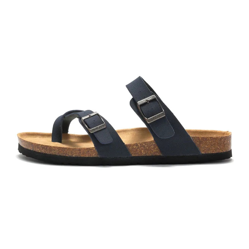 Men's Cork Style Beach Sandals – Metal Detail, EVA Sole, Fashion Summer Flip Flops