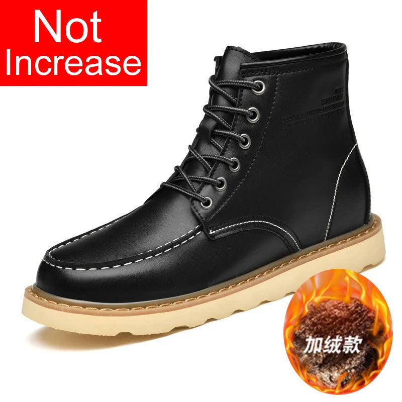 Men's Elevator Hidden Heel Boots – Height Increasing 6CM 8CM 10CM, Microfiber Leather, Warm Lining