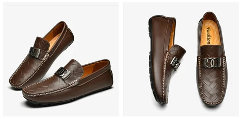Men's Top-Grain Cowhide Business Casual Leather Loafers – Breathable, Sophisticated Summer Shoes