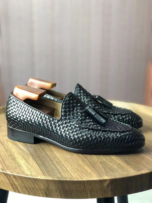 Ci'e ML26 Men's Tassel Weave Genuine Leather Loafers – Classic Slip-On, Custom Color & Size