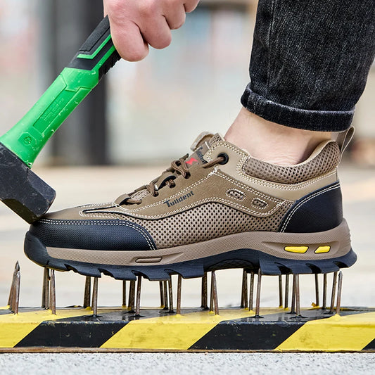 Men's Anti-Piercing Work Safety Boots – Puncture-Proof, Lace-Up, Protective Summer Shoes