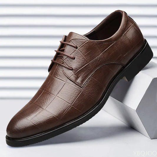 Men's Soft Sole Business Casual Loafers – Breathable PU, Lace-Up, Versatile Work Shoes