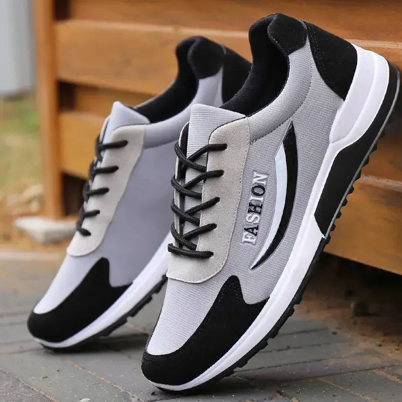 Men's Lace-Up Canvas Training Sneakers – Breathable, Non-Slip, Thick Bottom Casual Shoes
