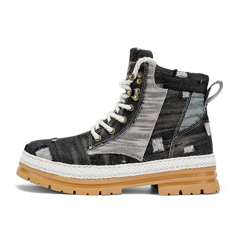 Men's High-Top Autumn Denim Boots – Stylish, Durable & Comfortable Footwear for Fall