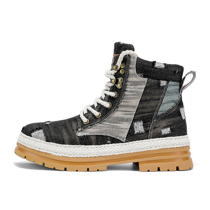 Men's High-Top Autumn Denim Boots – Stylish, Durable & Comfortable Footwear for Fall