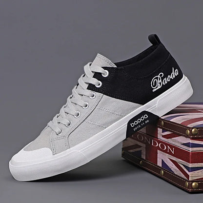 Men's Low Top Canvas Sneakers – Breathable, Lightweight, Anti-Slip Flat Walking Shoes