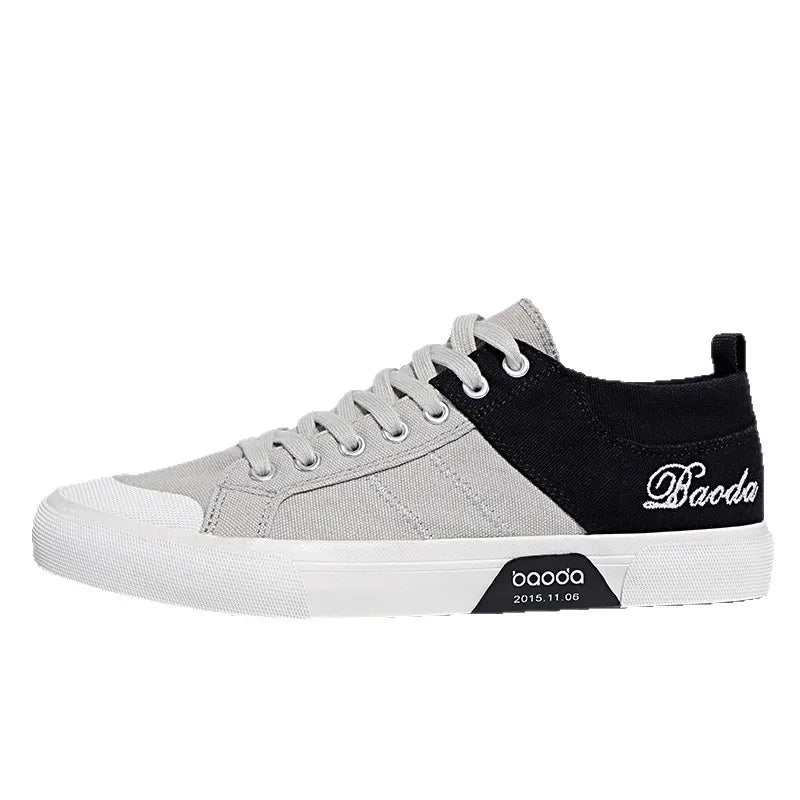 Men's Low Top Canvas Sneakers – Breathable, Lightweight, Anti-Slip Flat Walking Shoes