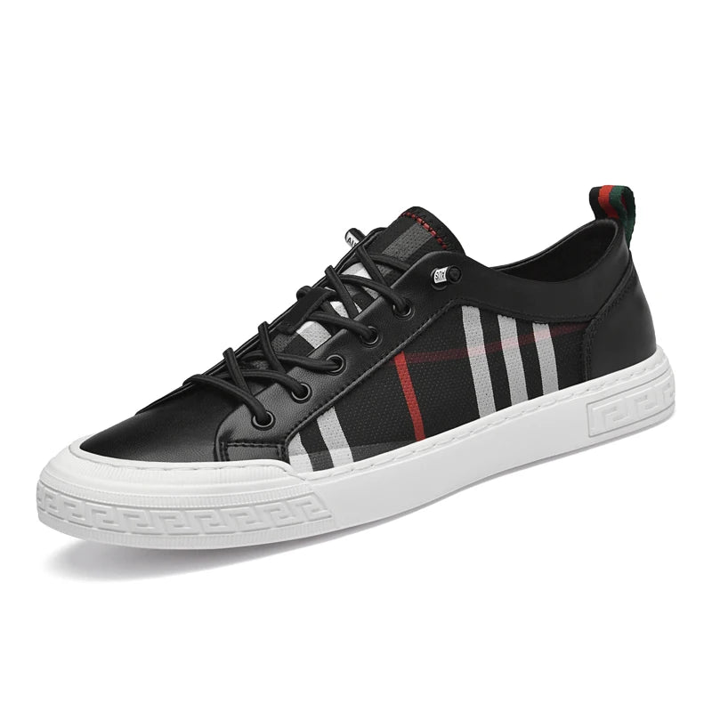 Men's Retro Skateboarding Loafers – Split Leather, Lace-Up, Low-Top Skate Shoes