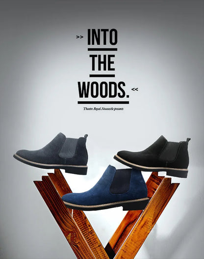Men's British Style Chelsea Boots – Suede Leather, Slip-On, Pointed Toe Ankle Boots