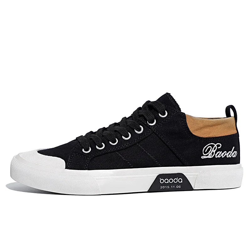 Men's Low Top Canvas Sneakers – Breathable, Lightweight, Anti-Slip Flat Walking Shoes