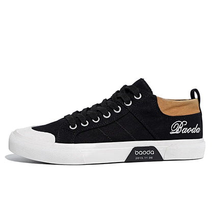 Men's Low Top Canvas Sneakers – Breathable, Lightweight, Anti-Slip Flat Walking Shoes