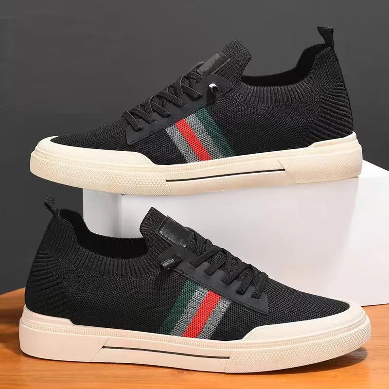 Men's Fashion Round Toe Walking Shoes – PU Upper, Anti-Slip, Lace-Up Casual Sneakers