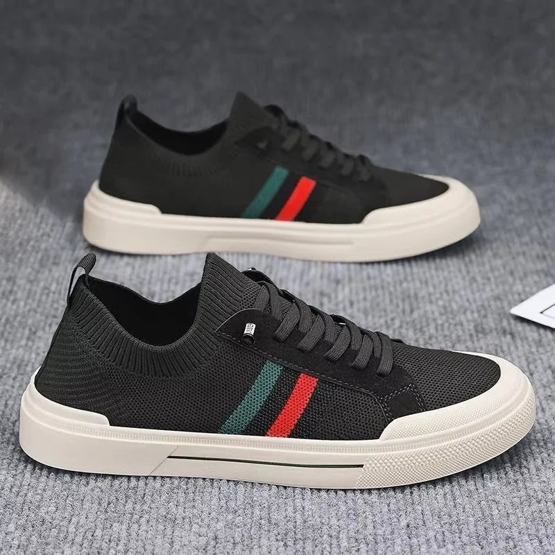 Men's Fashion Round Toe Walking Shoes – PU Upper, Anti-Slip, Lace-Up Casual Sneakers