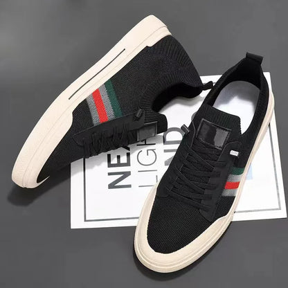 Men's Fashion Round Toe Walking Shoes – PU Upper, Anti-Slip, Lace-Up Casual Sneakers
