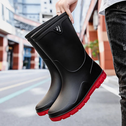 German Style Men's Rain Boots Long High Tube Waterproof Outdoor Camping Fishing Snake Bite Resistant Thickened Rubber Shoes
