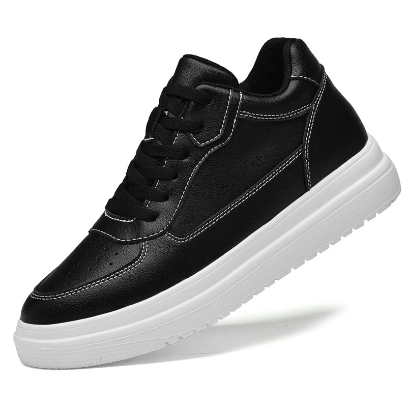 Men's Height Increasing Leather Platform Sneakers – 6/8/10cm Elevator Lace-Up Luxury Shoes
