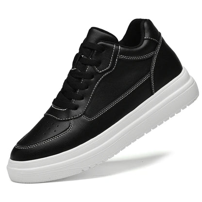 Men's Height Increasing Leather Platform Sneakers – 6/8/10cm Elevator Lace-Up Luxury Shoes