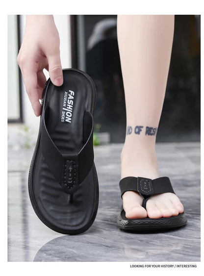 Men's Anti-Slip Waterproof Outdoor Flip Flops – Microfiber, Comfort Beach Sandals