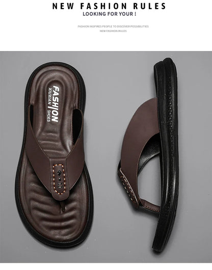 Men's Anti-Slip Waterproof Outdoor Flip Flops – Microfiber, Comfort Beach Sandals