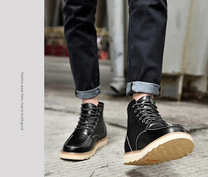 Men's Elevator Hidden Heel Boots – Height Increasing 6CM 8CM 10CM, Microfiber Leather, Warm Lining