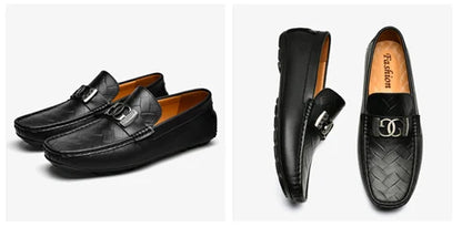 Men's Top-Grain Cowhide Business Casual Leather Loafers – Breathable, Sophisticated Summer Shoes