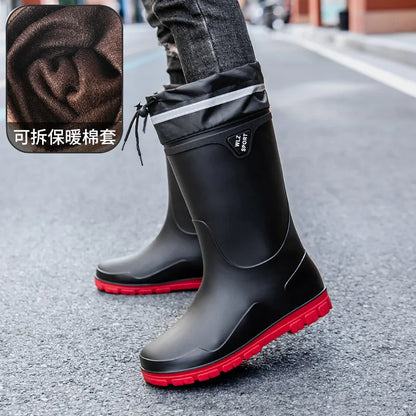 Men's German-Style Waterproof Rain Boots – High Tube, Snake-Bite Resistant, Thickened Rubber