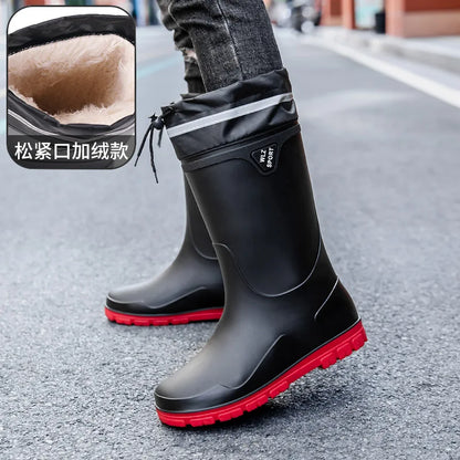 Men's German-Style Waterproof Rain Boots – High Tube, Snake-Bite Resistant, Thickened Rubber