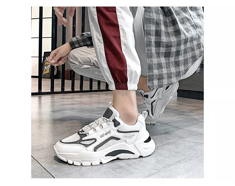 Men's Breathable Mesh Soft Sole Running Sneakers – Lace-Up, All-Season Comfort Walking Shoes
