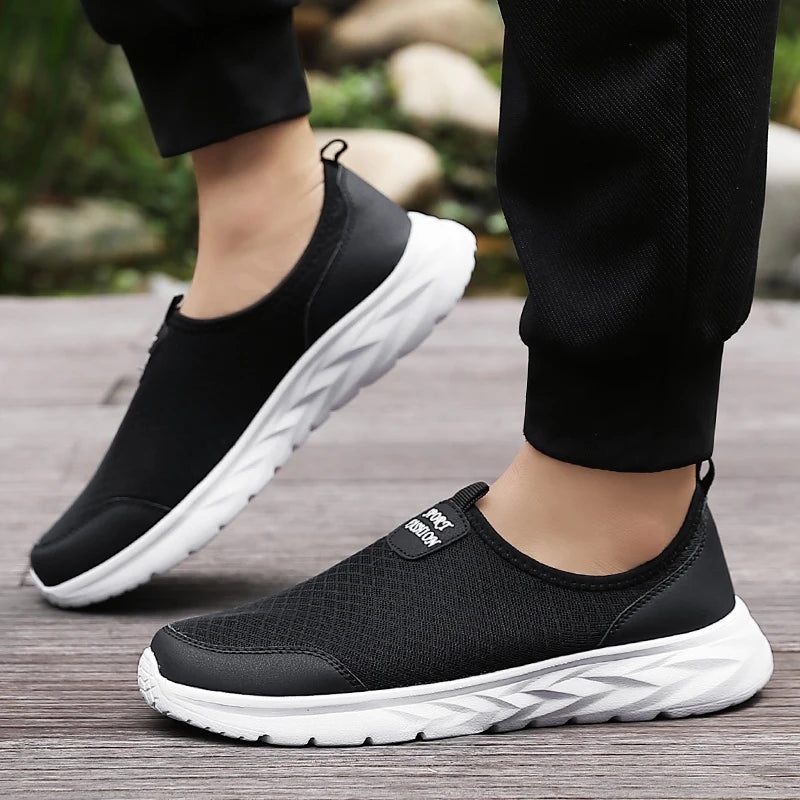 Men's Classic Breathable Mesh Slip-On Sneakers – Lightweight, Anti-Odor, Casual Running Shoes