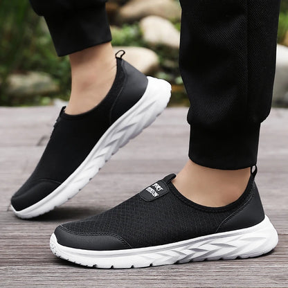 Men's Classic Breathable Mesh Slip-On Sneakers – Lightweight, Anti-Odor, Casual Running Shoes