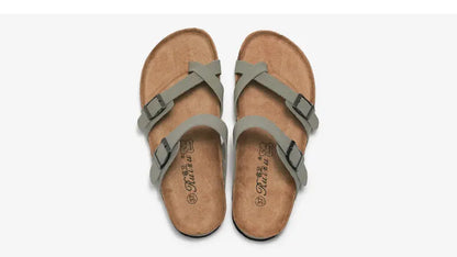 Men's Cork Style Beach Sandals – Metal Detail, EVA Sole, Fashion Summer Flip Flops