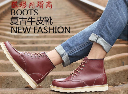 Men's Elevator Hidden Heel Boots – Height Increasing 6CM 8CM 10CM, Microfiber Leather, Warm Lining