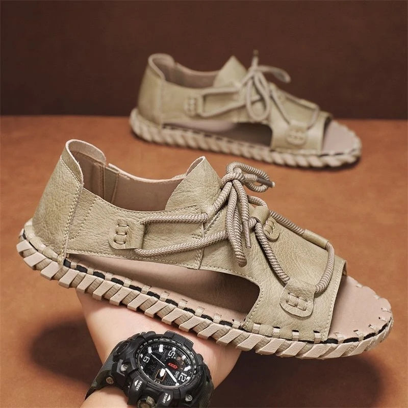 Roman Style Soft Strappy Hollow Open Toe Man Sandals Outdoor Daily Use New Fashion Breathable Summer Sale Arrival Shoes for Men