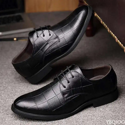 Men's Soft Sole Business Casual Loafers – Breathable PU, Lace-Up, Versatile Work Shoes