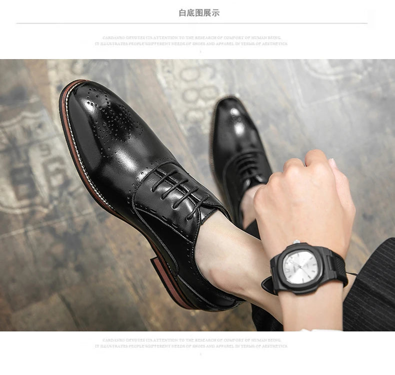 Men's Classic Italian Oxford Dress Shoes – Pointed Toe, Microfiber, Formal Business Shoes