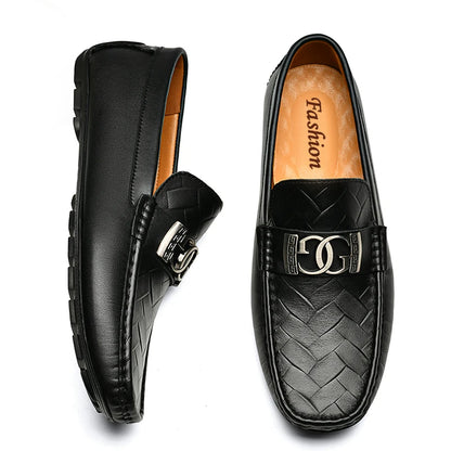 Men's Top-Grain Cowhide Business Casual Leather Loafers – Breathable, Sophisticated Summer Shoes