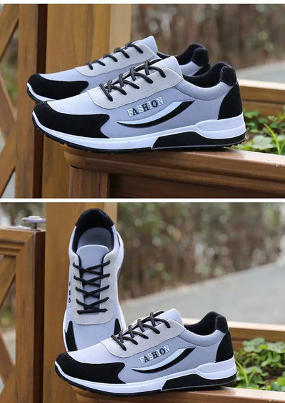 Men's Lace-Up Canvas Training Sneakers – Breathable, Non-Slip, Thick Bottom Casual Shoes