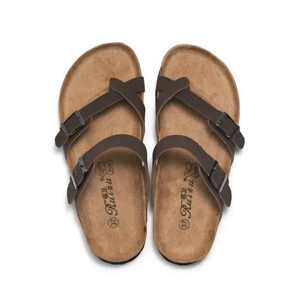 Men's Cork Style Beach Sandals – Metal Detail, EVA Sole, Fashion Summer Flip Flops