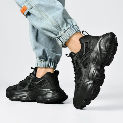Men's Platform Street Athletic Sneakers – Breathable Air Mesh, Lace-Up, Plus Size Up to 52