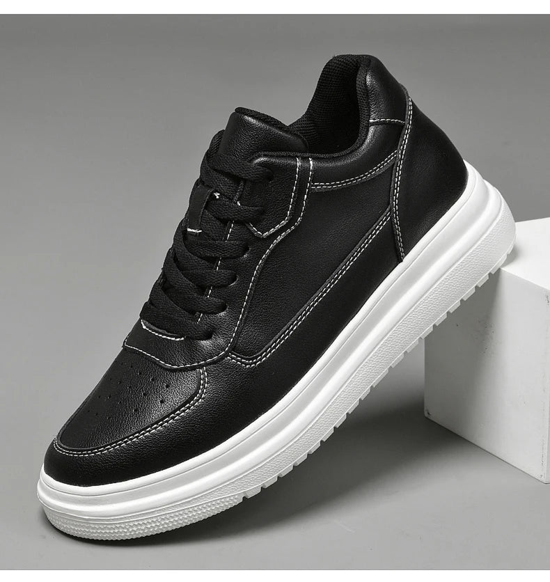 Men's Height Increasing Leather Platform Sneakers – 6/8/10cm Elevator Lace-Up Luxury Shoes