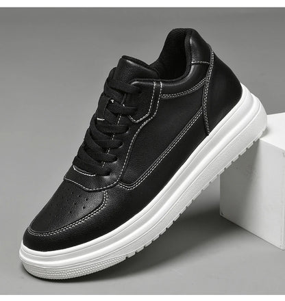 Men's Height Increasing Leather Platform Sneakers – 6/8/10cm Elevator Lace-Up Luxury Shoes