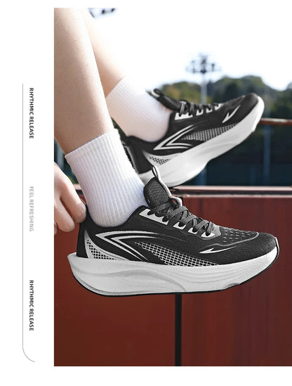 Marathon Carbon Board Air Cushion Running Sneakers – Breathable Mesh, Lightweight, Non-Slip Athletic Shoes