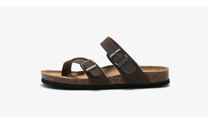Men's Cork Style Beach Sandals – Metal Detail, EVA Sole, Fashion Summer Flip Flops