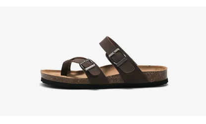 Men's Cork Style Beach Sandals – Metal Detail, EVA Sole, Fashion Summer Flip Flops