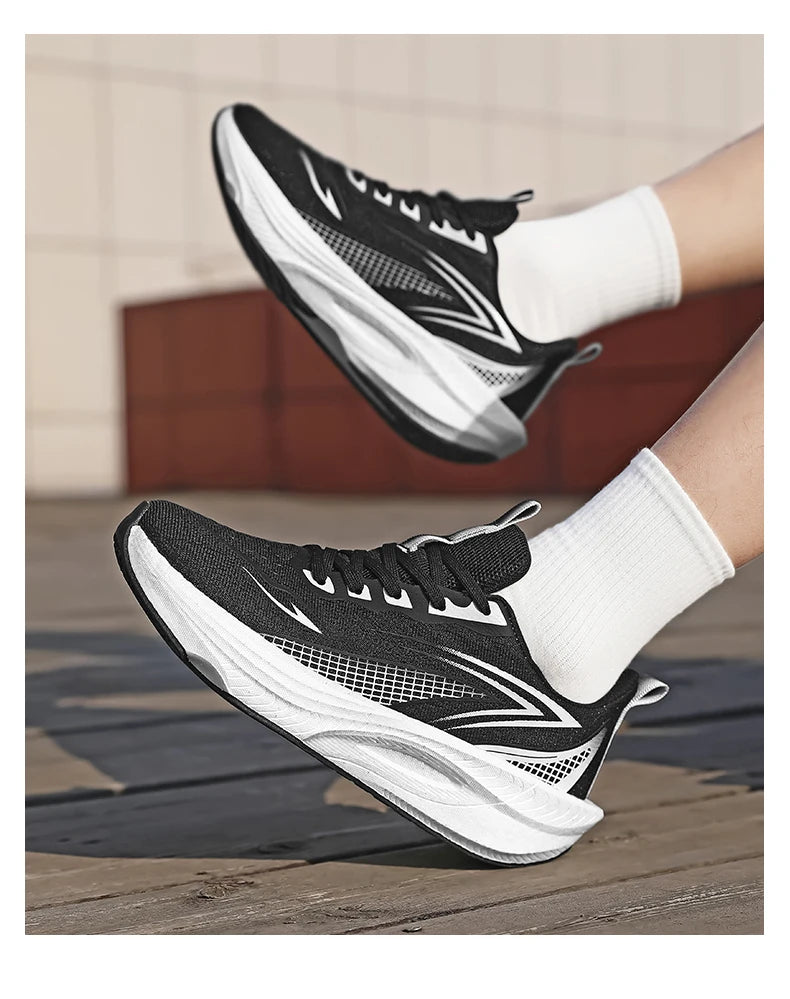 Marathon Carbon Board Air Cushion Running Sneakers – Breathable Mesh, Lightweight, Non-Slip Athletic Shoes