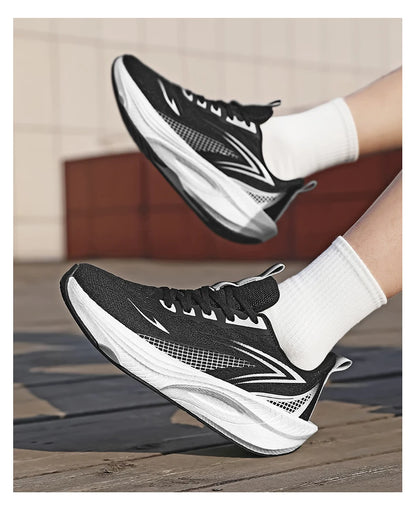 Marathon Carbon Board Air Cushion Running Sneakers – Breathable Mesh, Lightweight, Non-Slip Athletic Shoes