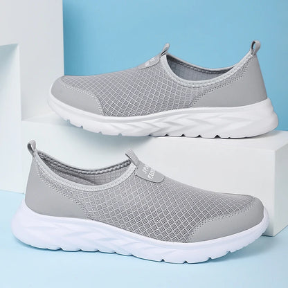 Men's Classic Breathable Mesh Slip-On Sneakers – Lightweight, Anti-Odor, Casual Running Shoes