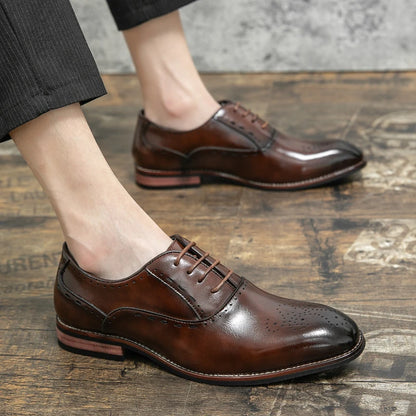 Men's Classic Italian Oxford Dress Shoes – Pointed Toe, Microfiber, Formal Business Shoes
